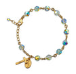 7mm Aurora Borealis Swarovski Crystal Round Rosary Bracelet, Gold Over Sterling Silver