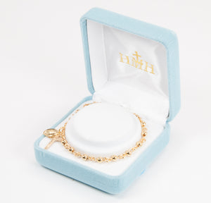 4mm High Polished Bead Rosary Bracelet, Gold Over Sterling Silver