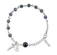 6mm Graphite Swarovski Crystal Round Rosary Bracelet, Sterling Silver