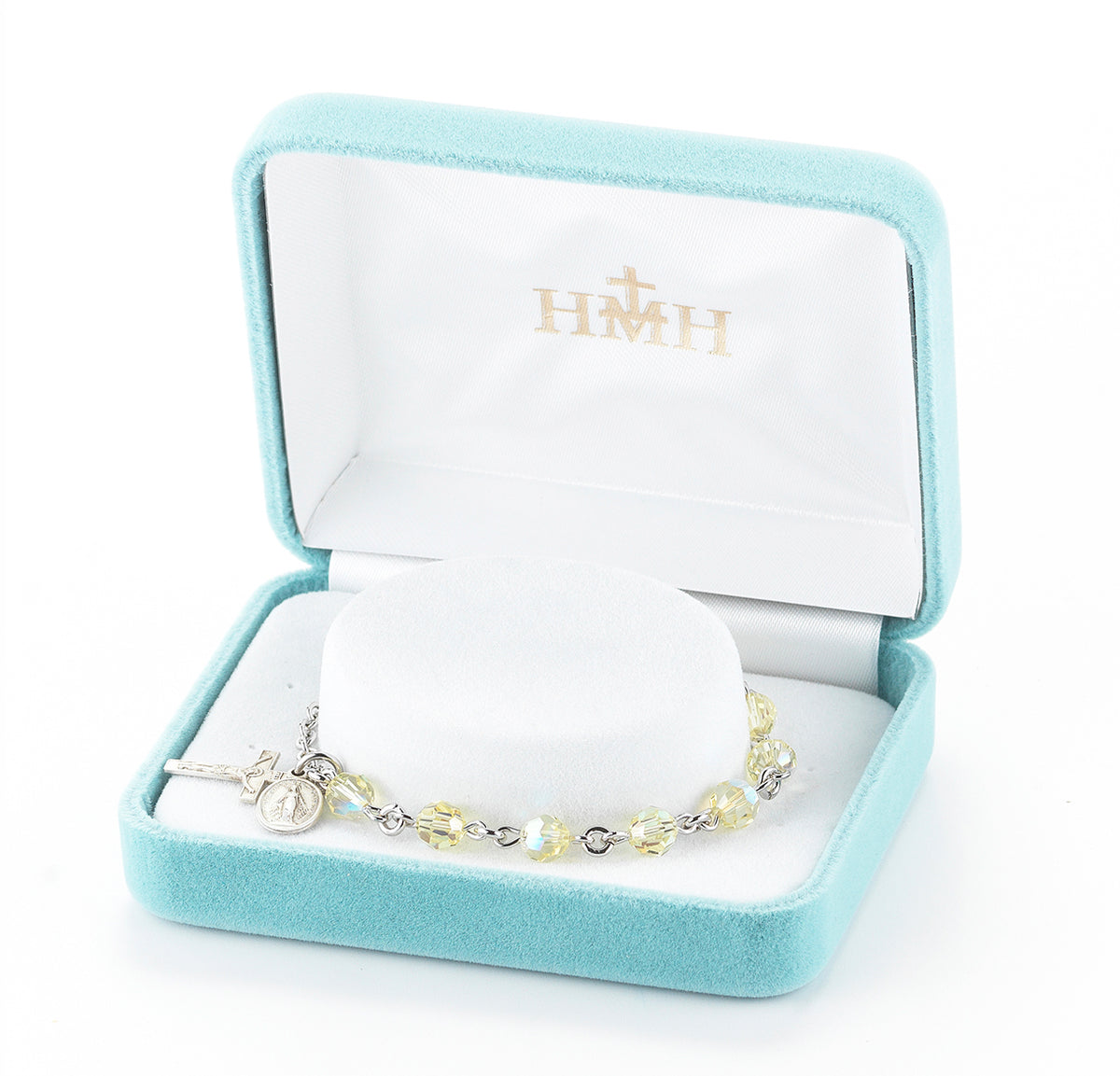 6mm Jonquil Swarovski Crystal Round Rosary Bracelet, Sterling Silver