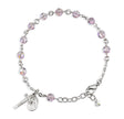 6mm Light Amethyst Swarovski Crystal Round Rosary Bracelet, Sterling Silver
