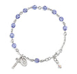 6mm Tanzanite Swarovski Crystal Round Rosary Bracelet, Sterling Silver