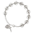 Pierced Miraculous Medal Heart Bead Rosary Bracelet, Sterling Silver