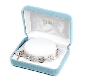 Pierced Miraculous Medal Heart Bead Rosary Bracelet, Sterling Silver