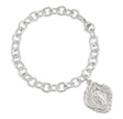 Hail Mary Miraculous Medal Charm Link Bracelet, Sterling Silver