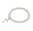 Girls Freshwater Pearl Stretch Bracelet with Sterling Silver Cross