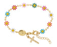 Gold Plated Colorful Flower Rosary Bracelet