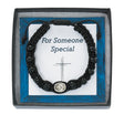 Black Wood First Communion Corded Bracelet