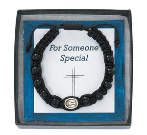 Black Wood First Communion Corded Bracelet