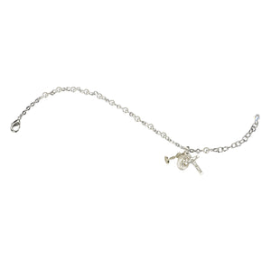 First Communion Rosary Bracelet, 4mm White Swarovski Crystal Pearl, Sterling Silver Chalice