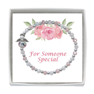 Pink and Crystal Angel Youth Bracelet
