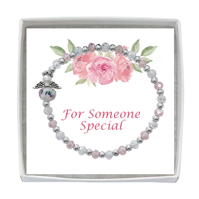 Pink and Crystal Angel Youth Bracelet