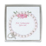 Pearl Stretch Bracelet with Crystal Cross and Heart