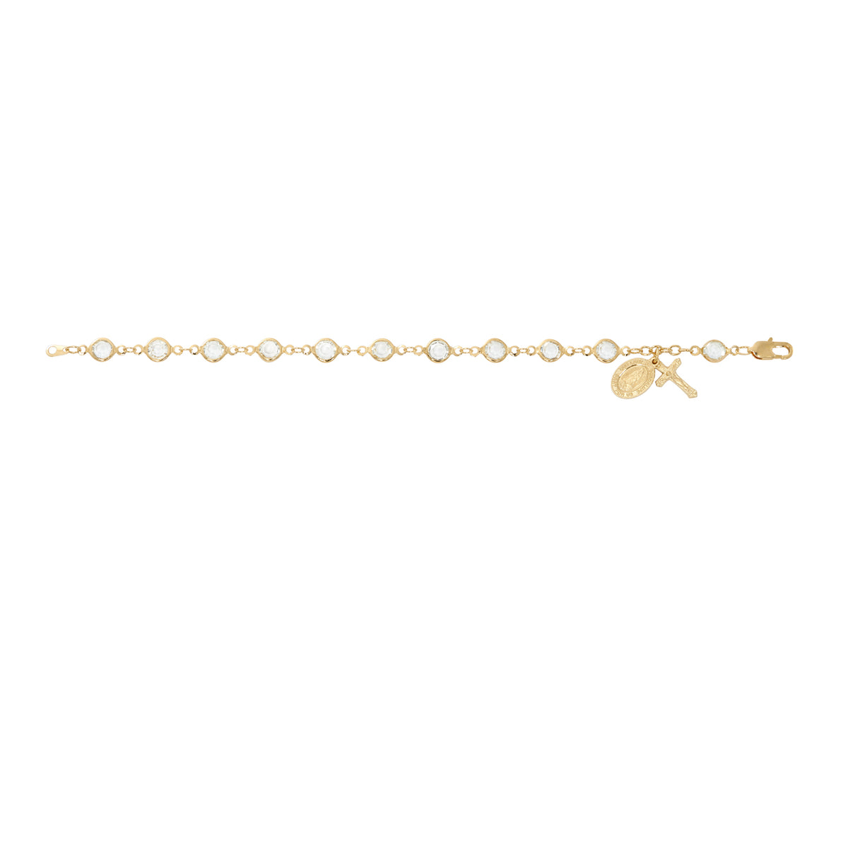 Gold Crystal Stone Our Lady of Guadalupe Rosary Bracelet