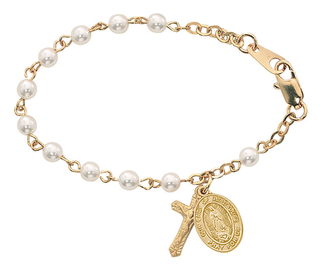 Baby's Pearl and Gold over Sterling Guadalupe Bracelet