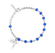 5mm Caribbean Blue Faceted Crystal Rosary Bracelet, Sterling Silver Medal and Crucifix