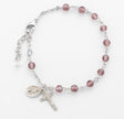 5mm Light Amethyst Faceted Crystal Rosary Bracelet, Sterling Silver Medal and Crucifix