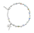 5x7mm Aurora Borealis Swarovski Crystal Oval Rosary Bracelet, Sterling Silver Medal and Crucifix