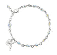 4x6mm Aurora Borealis Swarovski Crystal Helix Rosary Bracelet, Sterling Silver Medal and Crucifix