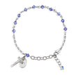 4mm Tanzanite Swarovski Crystal Rondelle Rosary Bracelet, Sterling Silver Medal and Crucifix