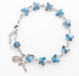 8mm Dark Blue Butterfly Rosary Bracelet, Sterling Silver Medal and Crucifix