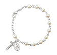 4mm Freshwater Pearl Rosary Bracelet, Sterling Silver Medal and Crucifix