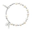 6mm Freshwater Pearl Rosary Bracelet, Sterling Silver Medal and Crucifix
