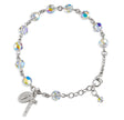 7mm Aurora Borealis Czech Crystal Rosary Bracelet, Sterling Silver Medal and Crucifix
