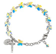 8mm Aurora Borealis Swarovski Crystal Butterfly Rosary Bracelet, Sterling Silver Medal and Crucifix