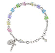 6mm Multi-Color Swarovski Crystal Butterfly Rosary Bracelet, Sterling Silver Medal and Crucifix