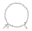 6mm Opal Swarovski Crystal Round Rosary Bracelet, Sterling Silver Medal and Crucifix