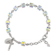 6mm Aurora Borealis Swarovski Crystal Cube Rosary Bracelet, Sterling Silver Medal and Crucifix