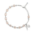 6mm Light Rose Crystal Cube Rosary Bracelet, Sterling Silver Medal and Crucifix
