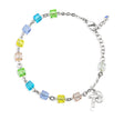 6mm Multi-Color Crystal Cube Rosary Bracelet, Sterling Silver Medal and Crucifix