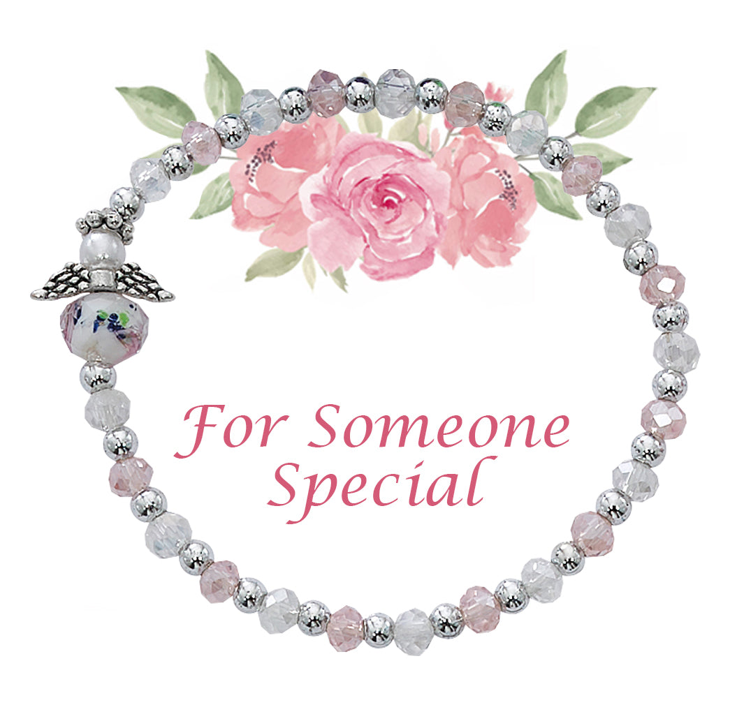 Pink and Crystal Angel Youth Bracelet