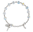 8mm Aurora Borealis Swarovski Crystal Multi-Faceted Rosary Bracelet, Sterling Silver Medal and Crucifix