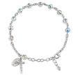 6mm Aurora Borealis Swarovski Crystal Multi-Faceted Rosary Bracelet, Sterling Silver Medal and Crucifix