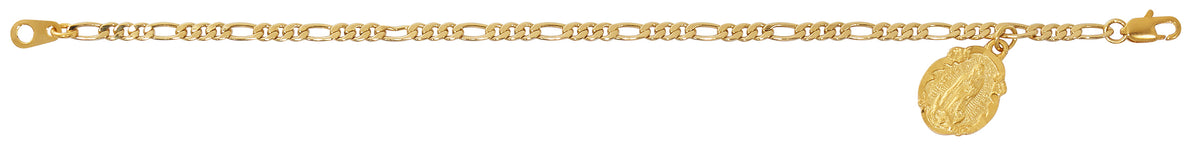 Gold Tone Figaro Chain Guadalupe Bracelet