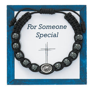 Hematite St. Michael Corded Bracelet