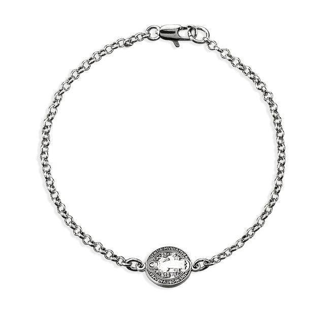 Saint Benedict Medal Bracelet, Sterling Silver on Rolo Chain