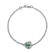 Hand Painted Heart Miraculous Medal Bracelet, Sterling Silver on Rolo Chain