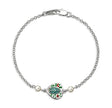 Painted Flower Heart Miraculous Medal Bracelet with Pearls, Sterling Silver on Rolo Chain
