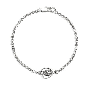 Cut Out Heart Miraculous Medal Bracelet, Sterling Silver on Rolo Chain
