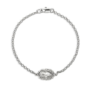 Miraculous Medal Bracelet, Sterling Silver on Rolo Chain