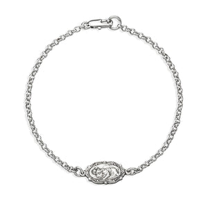 Saint Christopher Medal Bracelet, Sterling Silver on Rolo Chain
