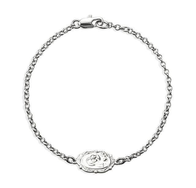Saint Joseph Medal Bracelet, Sterling Silver on Rolo Chain