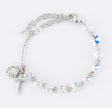 6mm Aurora Borealis Swarovski Crystal Butterfly Rosary Bracelet, Silver Oxidized Medal and Crucifix