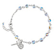 6mm Aurora Borealis Swarovski Crystal Round Rosary Bracelet, Silver Oxidized Medal and Crucifix