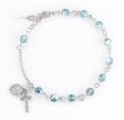 6mm Erinite Swarovski Crystal Round Rosary Bracelet, Silver Oxidized Medal and Crucifix