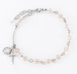 6mm Silk Swarovski Crystal Round Rosary Bracelet, Silver Oxidized Medal and Crucifix